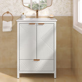 24 Inches Bathroom Vanity with Sink Combo, Modern Bathroom Vanity with Single Faucet Hole, Textured Door Panels and a Drawer, Pine Legs, Large Storage Space & Soft Close Hinges, White