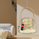 Swing Egg Chair without Stand Indoor Outdoor Wicker Rattan Patio Basket Hanging Chair with C Type bracket , with cushion and pillow,Patio Wicker folding Hanging Chair( Special construction cup holder