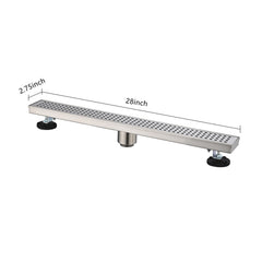28 Inches Linear Shower Drain, Included Hair Strainer and Leveling Feet