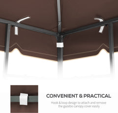 10x10 Ft Outdoor Patio Gazebo Replacement Canopy,Double Tiered Gazebo Tent Roof Top Cover Only Greatwall border(Frame Not Include)-BROWN