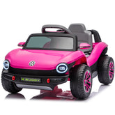 12V Licensed Volkswagen Beetle Kids Ride On Electric Car W/2.4G PC,Cute&Curvy Body,2WD,4-Wheel Suspension,Rear Cargo Storage,Bright Front Headlights,Bluetooth,USB,Music,Speeds 1.5-2.5MPH For kids 3-5