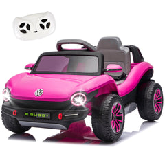 12V Licensed Volkswagen Beetle Kids Ride On Electric Car W/2.4G PC,Cute&Curvy Body,2WD,4-Wheel Suspension,Rear Cargo Storage,Bright Front Headlights,Bluetooth,USB,Music,Speeds 1.5-2.5MPH For kids 3-5