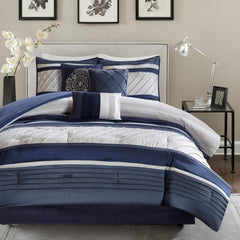 7 Piece Comforter Set Navy King