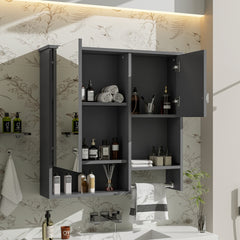 29'' x 28'' Modern Wall Mounted Bathroom Medicine Cabinet, Bathroom Wall Storage Cabinet with Mirror, Over the Toilet Space Saver Cabinet with Towels Bar
