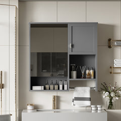 29'' x 28'' Modern Wall Mounted Bathroom Medicine Cabinet, Bathroom Wall Storage Cabinet with Mirror, Over the Toilet Space Saver Cabinet with Towels Bar