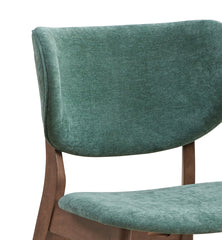 Bevis Green Fabric & Walnut Finish Side Chair (Set of 2)