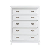 White Finish Storage Chest with 5 Drawers Wooden Modern Bedroom Furniture 1pc Vertical Dresser