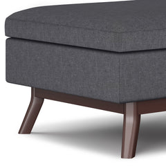 Owen 34 inch Wide Coffee Table Storage Ottoman in Slate Grey Linen Look Fabric