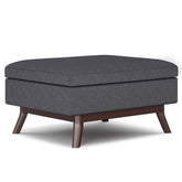 Owen 34 inch Wide Coffee Table Storage Ottoman in Slate Grey Linen Look Fabric