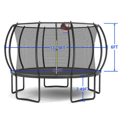 YC 12FT trampoline Pumpkin- ladder-Black Red