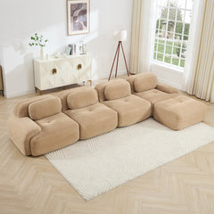 4-seat L-shaped sofa 32D high-resilience sponge anti-slip design chaise design extra-wide curved armrests multi-free combination no assembly for studies living rooms media rooms,Camel