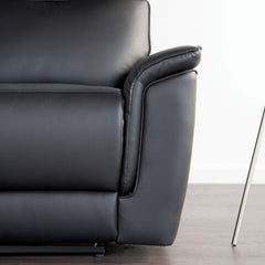 Black Finish Transitional Style Recliner Chair Flared Padded Arms Welt Trim Primary Living Room