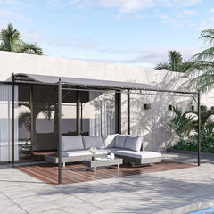 Outsunny 10' x 13' Steel Outdoor Pergola Gazebo, Patio Canopy with Weather-Resistant Fabric and Drainage Holes for Backyard Pool Deck Garden, Gray