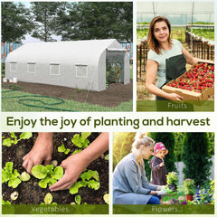Outsunny 20' x 10' x 7' Walk-in Tunnel Greenhouse with Zippered Mesh Door & 8 Mesh Windows, Gardening Plant Hot House with Galvanized Steel Hoops, White