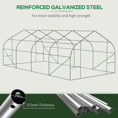 Outsunny 20' x 10' x 7' Walk-in Tunnel Greenhouse with Zippered Mesh Door & 8 Mesh Windows, Gardening Plant Hot House with Galvanized Steel Hoops, White
