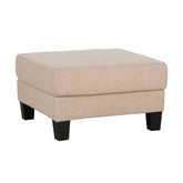 Beige Finish Contemporary Style Square Storage Ottoman Wooden Legs Primary Living Room