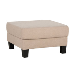 Beige Finish Contemporary Style Square Storage Ottoman Wooden Legs Primary Living Room