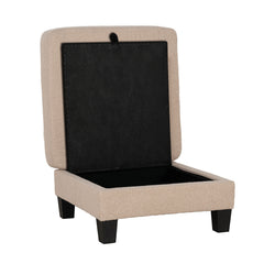 Beige Finish Contemporary Style Square Storage Ottoman Wooden Legs Primary Living Room