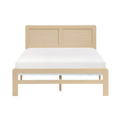 1pc Contemporary Natural Finish Full Size Platform Bed Frame Wooden Bedroom Furniture Bed in a Box