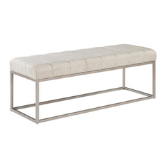 Modern Home Furniture 1pc Bench Beige Fabric Upholstery Plush Comfort Metal Legs Champagne Finish Entryway Bench