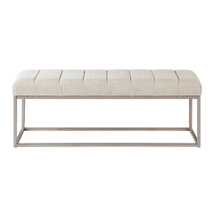 Modern Home Furniture 1pc Bench Beige Fabric Upholstery Plush Comfort Metal Legs Champagne Finish Entryway Bench