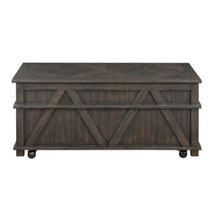 Traditional Rustic Lift-Top Cocktail Table with Storage Brown Finish Durable Wood Living Room Furniture 1pc Coffee Table