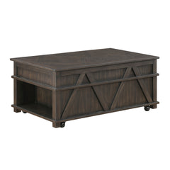 Traditional Rustic Lift-Top Cocktail Table with Storage Brown Finish Durable Wood Living Room Furniture 1pc Coffee Table