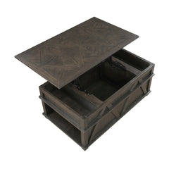 Traditional Rustic Lift-Top Cocktail Table with Storage Brown Finish Durable Wood Living Room Furniture 1pc Coffee Table