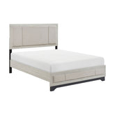 Contemporary Two-Tone White Oak and Gray Finish Platform Queen Bed Upholstered Headboard Footboard Bedroom Furniture 1pc