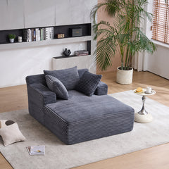 Oversized Chaise Longue Chair Indoor, Modern Upholstered Corduroy Deep Seat Sofa Bed with Throw Pillows and Armrests, Sleeper Sofa Couch for Living Room, Bedroom Apartment