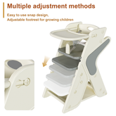 Multi functional Growing Up Dining chair,A high chair suitable for eating and feeding,Adjustable Height Toddler Tower,Use five-point seat belts and a movable large dinner plate.