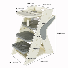 Multi functional Growing Up Dining chair,A high chair suitable for eating and feeding,Adjustable Height Toddler Tower,Use five-point seat belts and a movable large dinner plate.