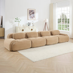 4-seat sofa soft corduroy fabric 32D high-resilience sponge pet-friendly ergonomic design full compression vacuum packaging free combination no assembly for bedrooms studies,Camel
