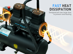 2 Gallon Oil Free Air Compressor, 1.0HP, Max.100 PSI Pressure, 65dB Ultra Quiet Compressor for Auto Repair, Tire Inflation, Spray Painting, Woodwork Nailing