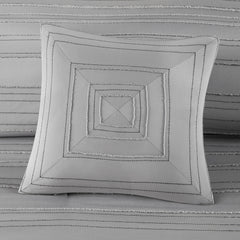 3 PCS Twin/Twin XL Cationic Dyed Clip Jacquard Comforter Set with Throw Pillow Gray