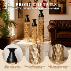 Floor Metal Vases Decorated White Metal vases Set of 3 gorgeous home decoration large glazed metal vases 24.8in/29in/33.8in height