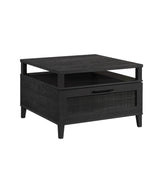 Coastal Coffee Table with Spacious Drawer, Black finish