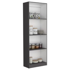 Vinton Bookcase with Spacious Tier-Shelving Design, Matt Gray / White