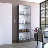 Vinton Bookcase with Spacious Tier-Shelving Design, Matt Gray / White