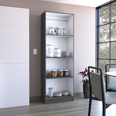 Vinton Bookcase with Spacious Tier-Shelving Design, Matt Gray / White