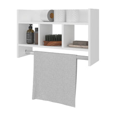 Dell Wall Shelf with Towel Bar 15.7" H, 4 Shelves, White - Bathroom
