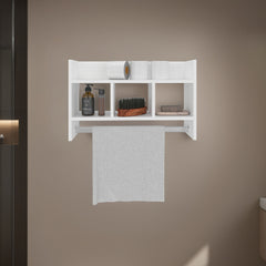 Dell Wall Shelf with Towel Bar 15.7" H, 4 Shelves, White - Bathroom