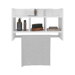 Dell Wall Shelf with Towel Bar 15.7" H, 4 Shelves, White - Bathroom