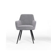 Grey Modern Mid-Century Upholstered Accent Chair with Channel-Tufted Back, Set of 2
