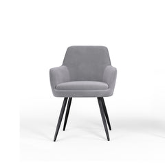 Grey Modern Mid-Century Upholstered Accent Chair with Channel-Tufted Back, Set of 2