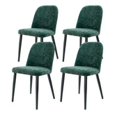 Dark Green Fabric Identities Chair with Metal Legs, Armless Chair Set of 4 for Kitchen, Restaurant, Living, Meeting Room