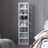 FM FURNITURE Ivonny 7-Tier Tall Vertical Shoe Rack, Freestanding Organizer with Open Shelves, White