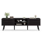 Mid Century Modern TV Stands for up to 70" TV with Storage, Fluted Wood TV Stand for Living Room, Boho Media Console, Entertainment Center with Cable Management
