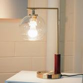 Modern Classic Desk Lamp Villa Living Room Bedroom Study Decorative Original Design European Table Light, Easy Assembly Table Lamp for Sale, Wander Right Angle Glass Table Lamp - Bronze 110V