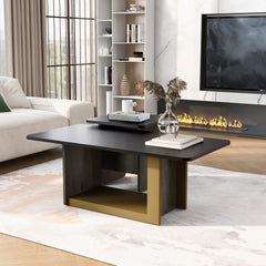 VIBE HAUS Modern Light Luxury Coffee Table Set of 2, Small Square Coffee End Table with Spacious Top, Center Table for Living Room